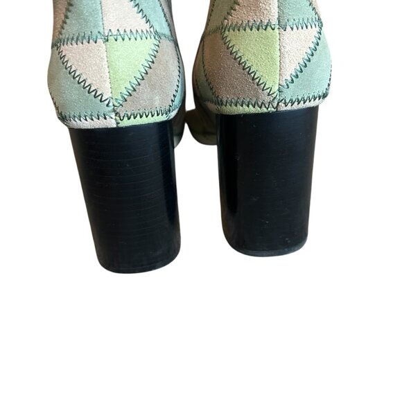Jeffrey Campbell Verus Patchwork Bootie Heels Boots Green Size 9.5 Women's - Picture 11 of 15